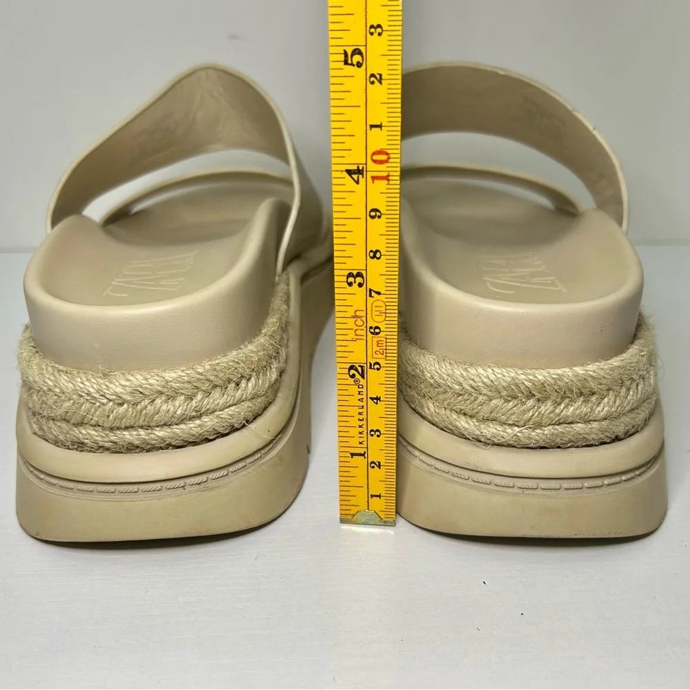Zara Cream Chunky Platform Y2K 90’s Slide Sandals Sz 38 EU - Picture 5 of 12